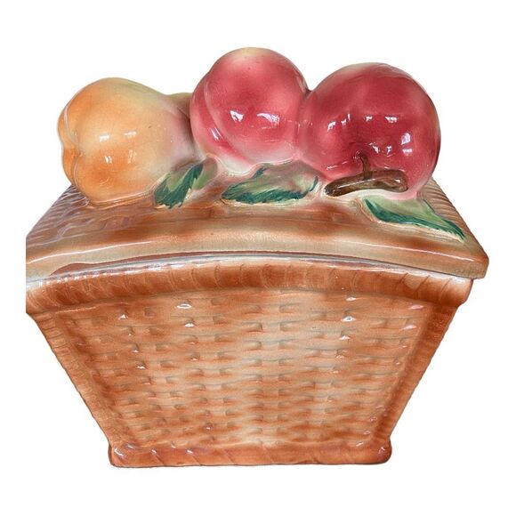 vintage 1970s Storage Ceramic Fruit Basket with Lid RARE Japan - Picture 3 of 12